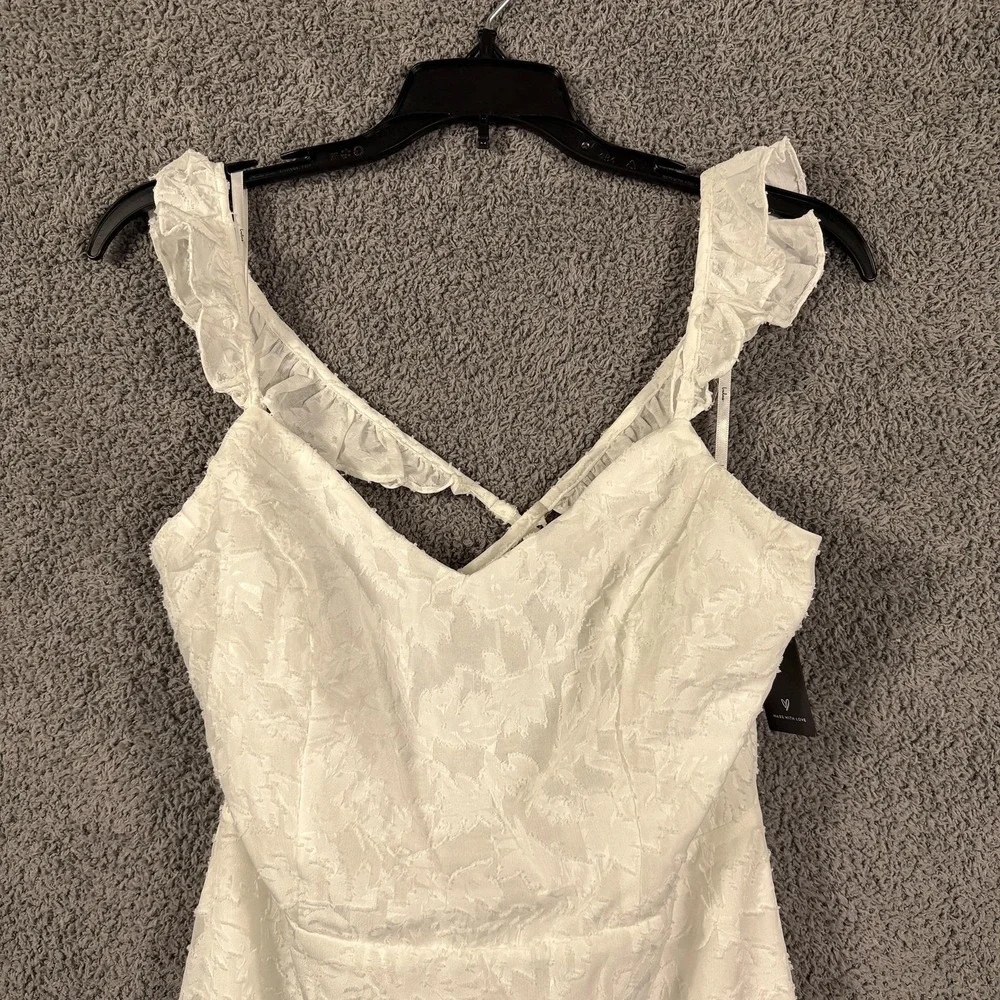 Lulus Dress‎ Womens Medium White Lace Ruffle Backyard Courthouse Beach Wedding